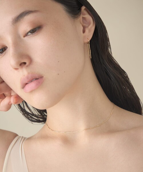 スキニー] K18YG ダイヤモンド バー ネックレス（ネックレス）｜ete