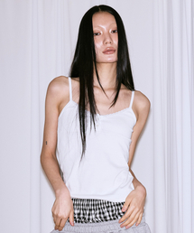V NECK BUTTON SLEEVELESS [WHITE]