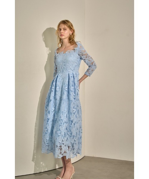 ERADIE(エラディエ)の「Elise Square-Neck Lace Dress スクエアーネックケミカルレースドレス(ドレス・レディース・ラベンダー/ブラック/サックスブルー・FREE)」の8枚目の写真
