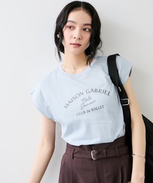 VIS | フォト＆ロゴプリントフレンチスリーブTシャツ/接触冷感(Tシャツ/カットソー)