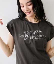 フォト＆ロゴプリントフレンチスリーブTシャツ/接触冷感