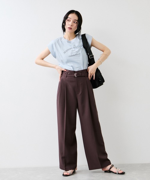 VIS（ビス）の「フォト＆ロゴプリントフレンチスリーブTシャツ/接触冷感（Tシャツ/カットソー・レディース・ホワイト/チャコールグレー/サックスブルー・FREE）」の12枚目の写真