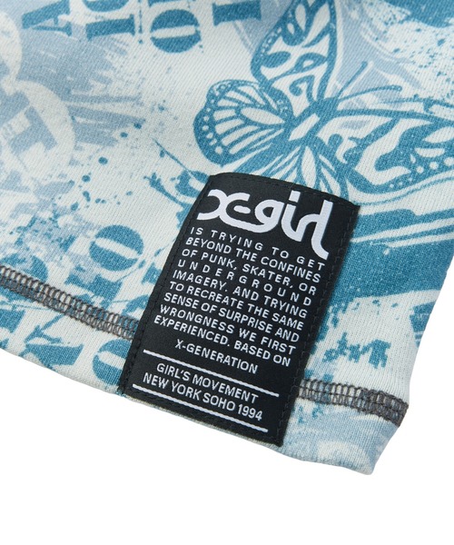 X-girl(エックスガール)の「BRUSHED COLLAGE GRAPHIC HENLEY NECK L/S COMPACT TOP(Tシャツ/カットソー・レディース・ベージュ/ブルー・M/S)」の12枚目の写真