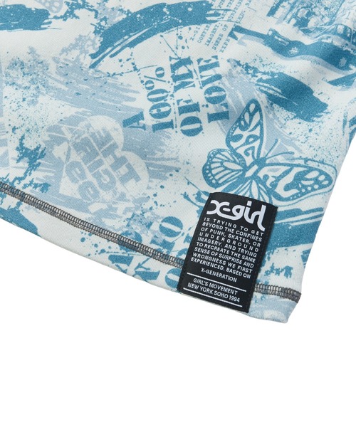 X-girl(エックスガール)の「BRUSHED COLLAGE GRAPHIC HENLEY NECK L/S COMPACT TOP(Tシャツ/カットソー・レディース・ベージュ/ブルー・M/S)」の13枚目の写真