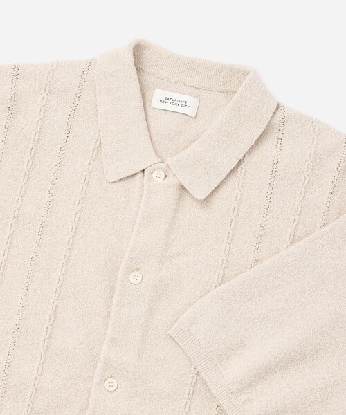 Saturdays NYC(サタデーズ ニューヨークシティ )の「Kenneth Knit SS Shirt(ポロシャツ・メンズ・ブラック/キナリ/レンガ・S/M/L)」の11枚目の写真