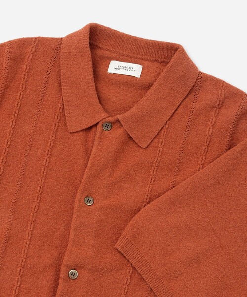 Saturdays NYC(サタデーズ ニューヨークシティ )の「Kenneth Knit SS Shirt(ポロシャツ・メンズ・ブラック/キナリ/レンガ・S/M/L)」の12枚目の写真