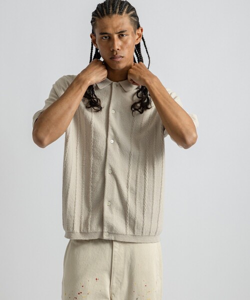 Saturdays NYC(サタデーズ ニューヨークシティ )の「Kenneth Knit SS Shirt(ポロシャツ・メンズ・ブラック/キナリ/レンガ・S/M/L)」の18枚目の写真