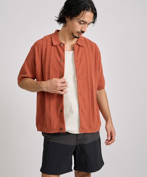 Saturdays NYC(サタデーズ ニューヨークシティ )の「Kenneth Knit SS Shirt(ポロシャツ・メンズ・ブラック/キナリ/レンガ・S/M/L)」の21枚目の写真