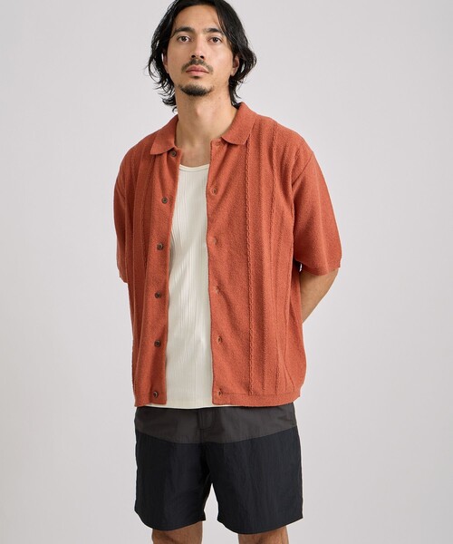 Saturdays NYC(サタデーズ ニューヨークシティ )の「Kenneth Knit SS Shirt(ポロシャツ・メンズ・ブラック/キナリ/レンガ・S/M/L)」の20枚目の写真