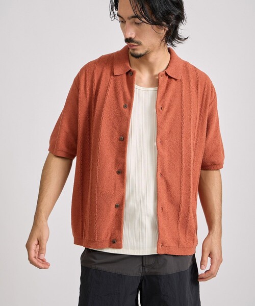 Saturdays NYC(サタデーズ ニューヨークシティ )の「Kenneth Knit SS Shirt(ポロシャツ・メンズ・ブラック/キナリ/レンガ・S/M/L)」の3枚目の写真