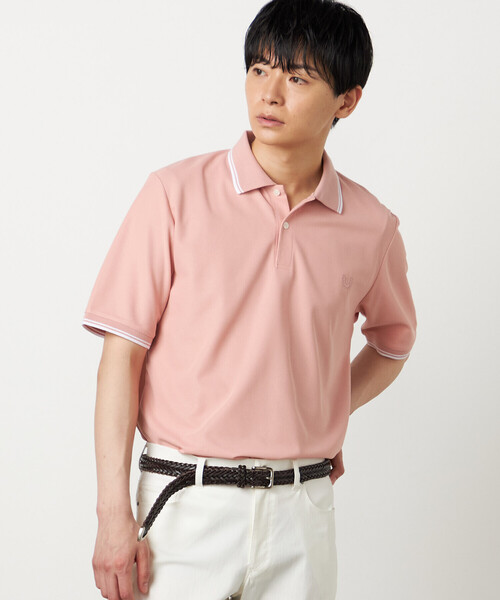 COMME CA ISM（コムサイズム）の「ライン入り カラーポロシャツ（ポロシャツ・メンズ・サックスブルー/ピンク/ミント/ネイビー・LARGE/MEDIUM）」の4枚目の写真