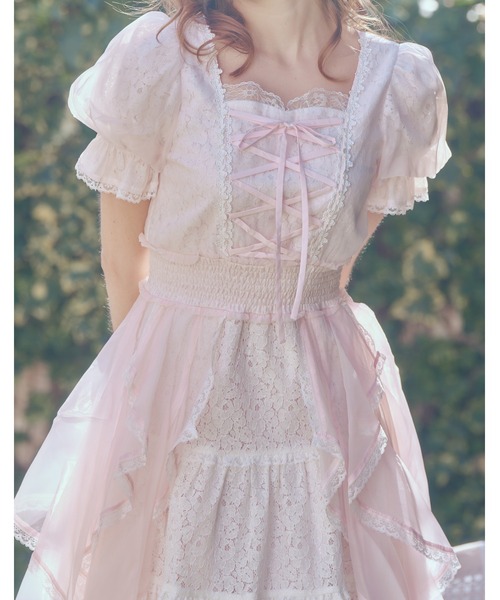 Fairy ruffle long lace onepiece（ワンピース）｜mellfy memory