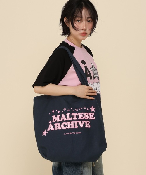 WaiKei(ワイケイ)の「【UNISEX】Wai Kei×ALAND/Aロゴレタリングエコバッグ(トートバッグ・レディース・ネイビー/アイボリー・FREE)」の5枚目の写真
