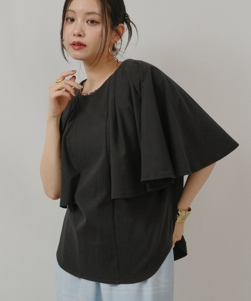 palm RICHE（ポームリシュ）の「ケープカットTOPS（Tシャツ/カットソー・レディース・サックスブルー/ブラック/オフホワイト・M）」の3枚目の写真