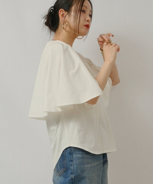 palm RICHE（ポームリシュ）の「ケープカットTOPS（Tシャツ/カットソー・レディース・サックスブルー/ブラック/オフホワイト・M）」の9枚目の写真