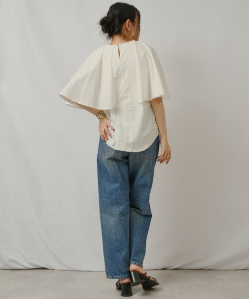 palm RICHE（ポームリシュ）の「ケープカットTOPS（Tシャツ/カットソー・レディース・サックスブルー/ブラック/オフホワイト・M）」の5枚目の写真
