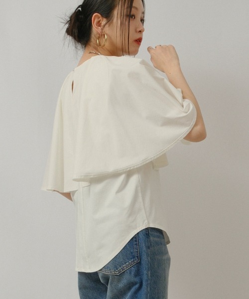 palm RICHE（ポームリシュ）の「ケープカットTOPS（Tシャツ/カットソー・レディース・サックスブルー/ブラック/オフホワイト・M）」の8枚目の写真