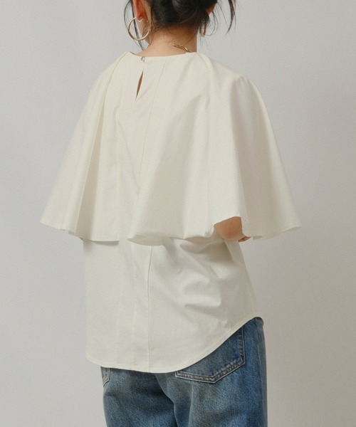 palm RICHE（ポームリシュ）の「ケープカットTOPS（Tシャツ/カットソー・レディース・サックスブルー/ブラック/オフホワイト・M）」の10枚目の写真