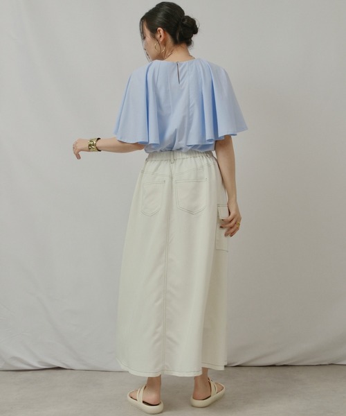 palm RICHE（ポームリシュ）の「ケープカットTOPS（Tシャツ/カットソー・レディース・サックスブルー/ブラック/オフホワイト・M）」の13枚目の写真