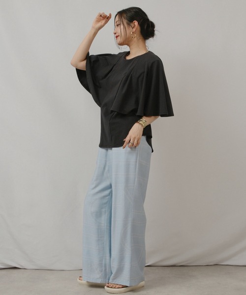 palm RICHE（ポームリシュ）の「ケープカットTOPS（Tシャツ/カットソー・レディース・サックスブルー/ブラック/オフホワイト・M）」の21枚目の写真