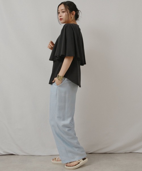 palm RICHE（ポームリシュ）の「ケープカットTOPS（Tシャツ/カットソー・レディース・サックスブルー/ブラック/オフホワイト・M）」の22枚目の写真