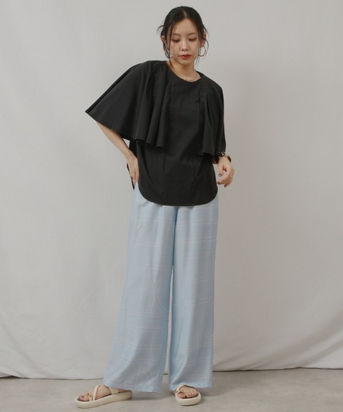 palm RICHE（ポームリシュ）の「ケープカットTOPS（Tシャツ/カットソー・レディース・サックスブルー/ブラック/オフホワイト・M）」の20枚目の写真