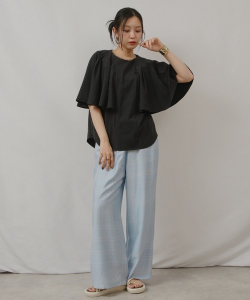 palm RICHE（ポームリシュ）の「ケープカットTOPS（Tシャツ/カットソー・レディース・サックスブルー/ブラック/オフホワイト・M）」の19枚目の写真