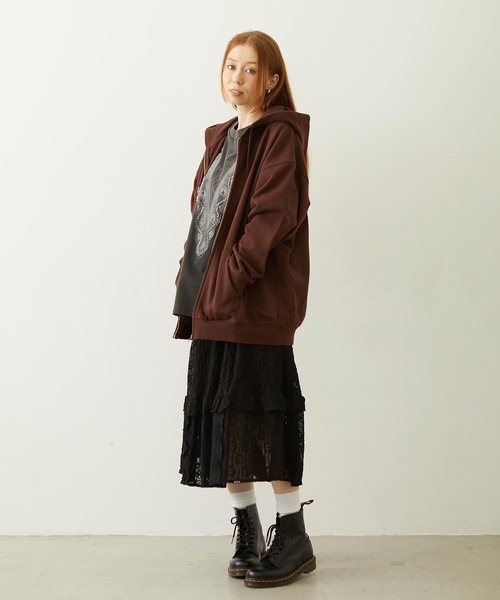 MILKFED.(ミルクフェド)の「FUNNY COLLEAGUES ZIP UP HOODIE(パーカー・レディース・ブラウン/ピンク/オフホワイト/ブラック・M/L)」の8枚目の写真