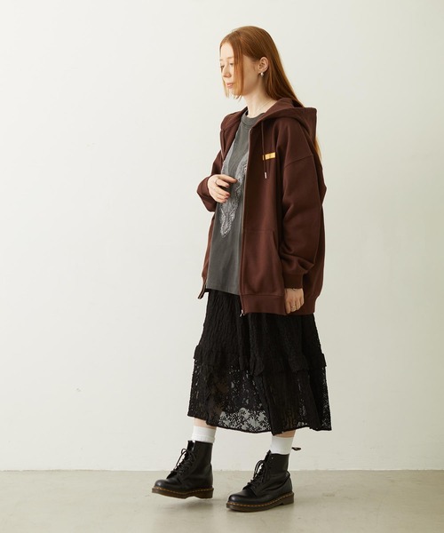 MILKFED.(ミルクフェド)の「FUNNY COLLEAGUES ZIP UP HOODIE(パーカー・レディース・ブラウン/ピンク/オフホワイト/ブラック・M/L)」の9枚目の写真