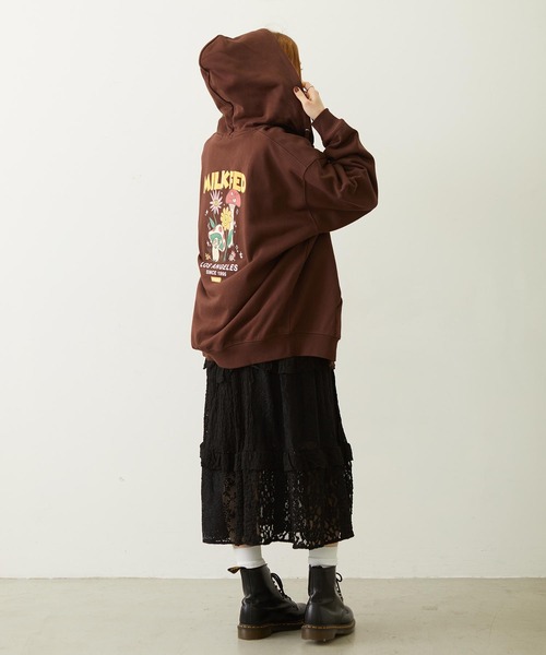 MILKFED.(ミルクフェド)の「FUNNY COLLEAGUES ZIP UP HOODIE(パーカー・レディース・ブラウン/ピンク/オフホワイト/ブラック・M/L)」の13枚目の写真