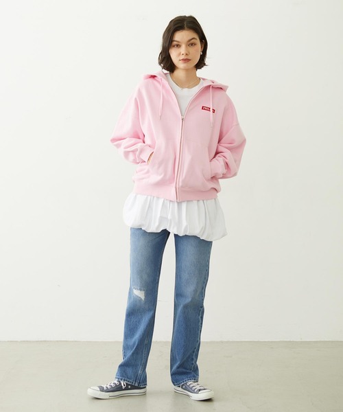MILKFED.(ミルクフェド)の「FUNNY COLLEAGUES ZIP UP HOODIE(パーカー・レディース・ブラウン/ピンク/オフホワイト/ブラック・M/L)」の16枚目の写真