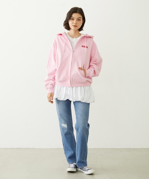 MILKFED.(ミルクフェド)の「FUNNY COLLEAGUES ZIP UP HOODIE(パーカー・レディース・ブラウン/ピンク/オフホワイト/ブラック・M/L)」の17枚目の写真