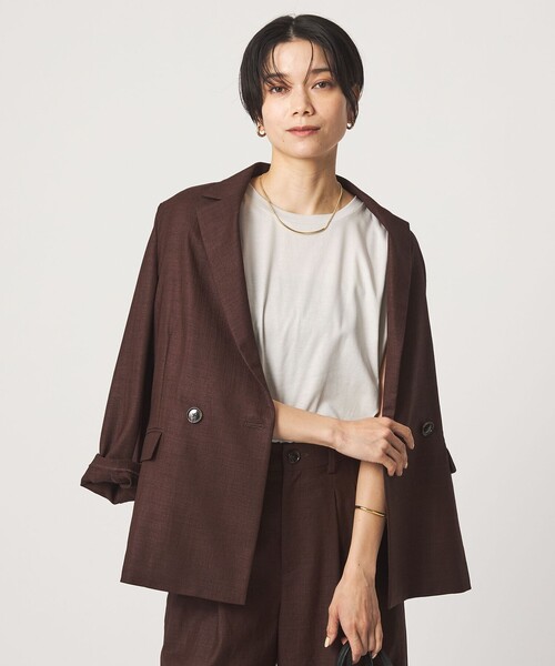 green label relaxing(グリーンレーベルリラクシング)の「フォルム Tシャツ 汗染み防止(Tシャツ/カットソー・レディース・ライトグレー/ブラック/オフホワイト/ダークブラウン・FREE)」の6枚目の写真