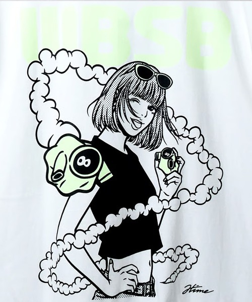 WBSB（ダブルビーエスビー）の「WBSB/ダブルビーエスビー ×Hime/ヒメ × HUMANROBOT/ヒューマンロボット GhosTee girl S/S TEE プリントデザイン クルーネック Tシャツ メンズ 秋 秋服 2026年秋冬（Tシャツ/カットソー・メンズ・ホワイト/サックスブルー・M/L/XL）」の8枚目の写真