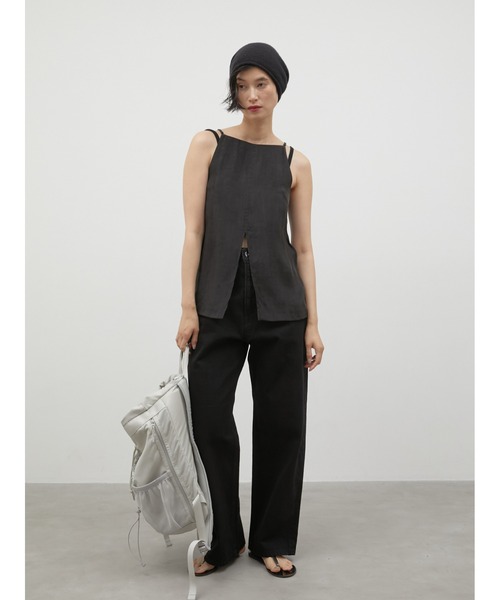 LA PEAU DE GEM(ラポドゥジェム)の「【LA PEAU DE GEM】front cut tops/フロントカットトップス(キャミソール・レディース・ブラック/ベージュ・FREE)」の8枚目の写真