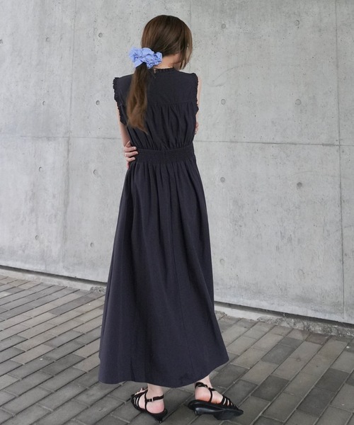 LAULEN(ローレン)の「lace up waist ruffle sleeveless dress /レースアップウエストフリルスリーブレスドレス(ワンピース・レディース・イエロー/ホワイト/ネイビー・S/M)」の7枚目の写真