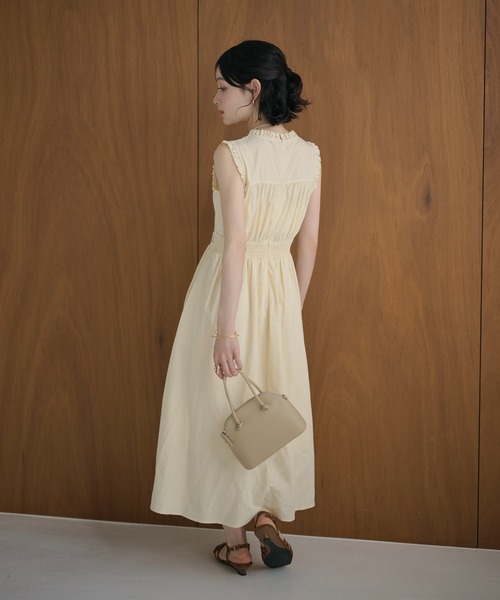 LAULEN(ローレン)の「lace up waist ruffle sleeveless dress /レースアップウエストフリルスリーブレスドレス(ワンピース・レディース・イエロー/ホワイト/ネイビー・S/M)」の18枚目の写真