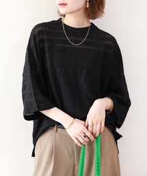 ニットレースワイドプルオーバー 半端袖