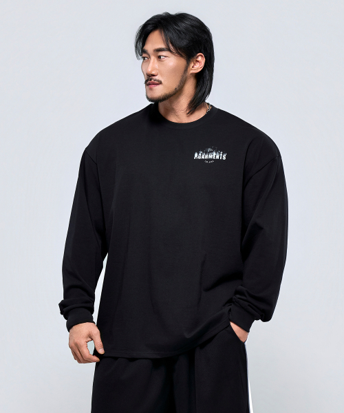 PHYSICAL GARMENTS（フィジカルガーメンツ）の「P2624 スモークオーバーサイズ長袖[2COLOR]（Tシャツ/カットソー・メンズ・ホワイト/ブラック・MEDIUM/LARGE/X-LARGE/XX-LARGE）」の3枚目の写真