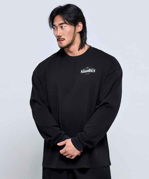 PHYSICAL GARMENTS（フィジカルガーメンツ）の「P2624 スモークオーバーサイズ長袖[2COLOR]（Tシャツ/カットソー・メンズ・ホワイト/ブラック・MEDIUM/LARGE/X-LARGE/XX-LARGE）」の4枚目の写真