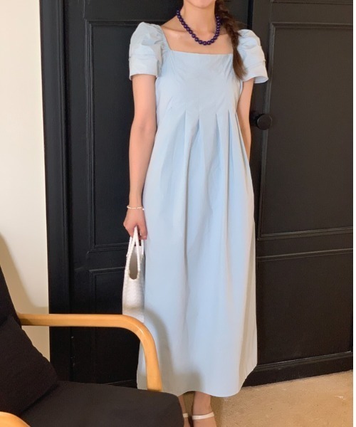 YUGA(ユーガ)の「YUGA_YGMC Korean-style Puff-sleeve pleated flare dress(ワンピース・レディース・イエロー/ホワイト/ライトブルー・FREE)」の20枚目の写真
