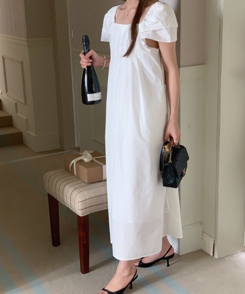 YUGA(ユーガ)の「YUGA_YGMC Korean-style Puff-sleeve pleated flare dress(ワンピース・レディース・イエロー/ホワイト/ライトブルー・FREE)」の7枚目の写真