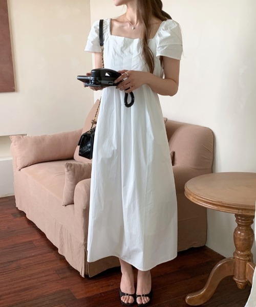 YUGA(ユーガ)の「YUGA_YGMC Korean-style Puff-sleeve pleated flare dress(ワンピース・レディース・イエロー/ホワイト/ライトブルー・FREE)」の14枚目の写真