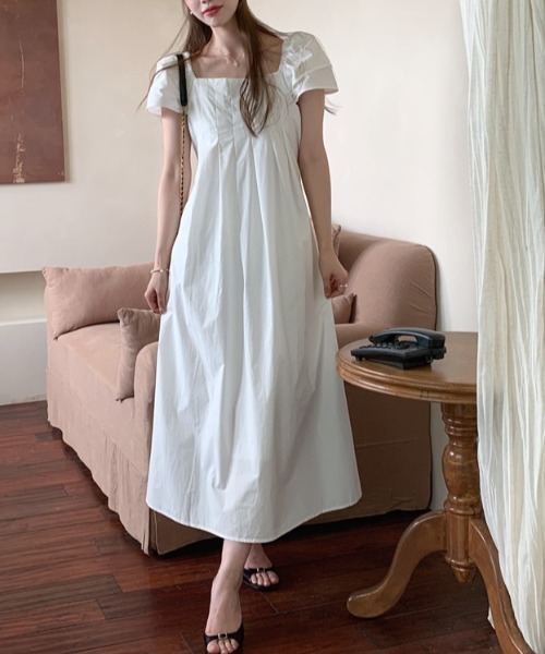 YUGA(ユーガ)の「YUGA_YGMC Korean-style Puff-sleeve pleated flare dress(ワンピース・レディース・イエロー/ホワイト/ライトブルー・FREE)」の10枚目の写真