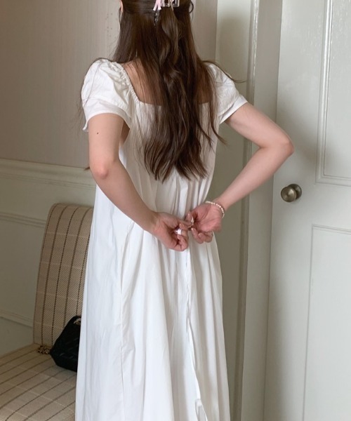 YUGA(ユーガ)の「YUGA_YGMC Korean-style Puff-sleeve pleated flare dress(ワンピース・レディース・イエロー/ホワイト/ライトブルー・FREE)」の9枚目の写真