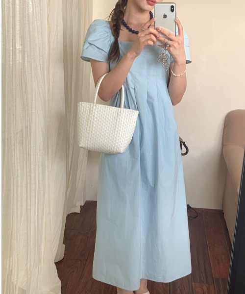 YUGA(ユーガ)の「YUGA_YGMC Korean-style Puff-sleeve pleated flare dress(ワンピース・レディース・イエロー/ホワイト/ライトブルー・FREE)」の21枚目の写真