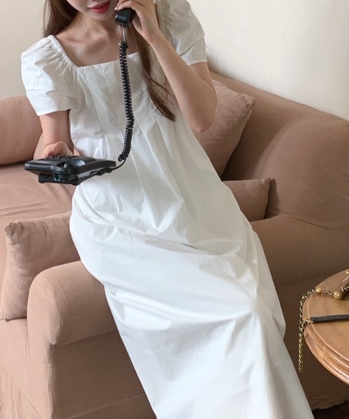 YUGA(ユーガ)の「YUGA_YGMC Korean-style Puff-sleeve pleated flare dress(ワンピース・レディース・イエロー/ホワイト/ライトブルー・FREE)」の15枚目の写真