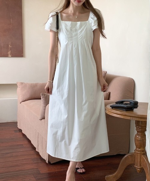 YUGA(ユーガ)の「YUGA_YGMC Korean-style Puff-sleeve pleated flare dress(ワンピース・レディース・イエロー/ホワイト/ライトブルー・FREE)」の13枚目の写真