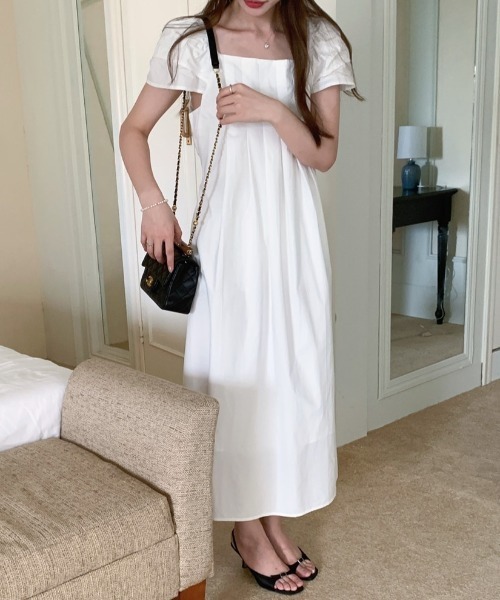 YUGA(ユーガ)の「YUGA_YGMC Korean-style Puff-sleeve pleated flare dress(ワンピース・レディース・イエロー/ホワイト/ライトブルー・FREE)」の19枚目の写真