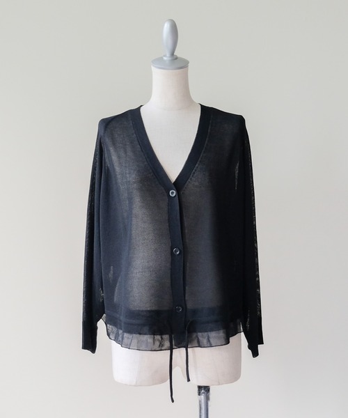 DOLLUPOOPS(ドールアップウップス)の「Sheer Drawstring Cardigan(シアードロストカーディガン)(カーディガン/ボレロ・レディース・ベージュ/ブラック・FREE)」の2枚目の写真